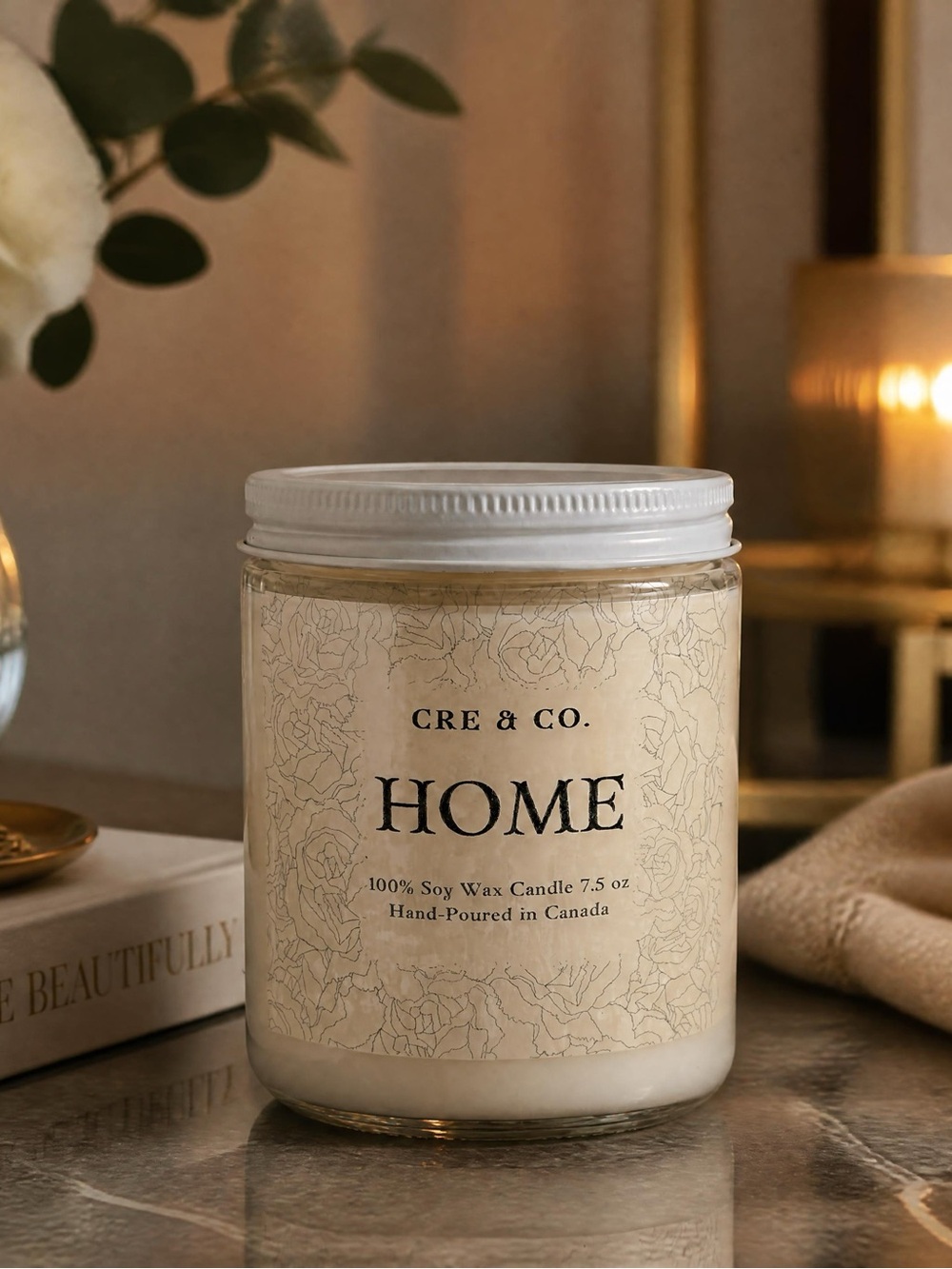 Soy Wax Scented Candle - 7.5 oz Lemon Scent Made in Canada